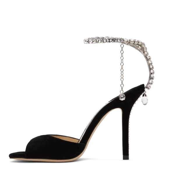 Jimmy Choo 100mm Saeda Suede Stiletto Heel Pumps With Crystals Size US 9.5 - Picture 8 of 11